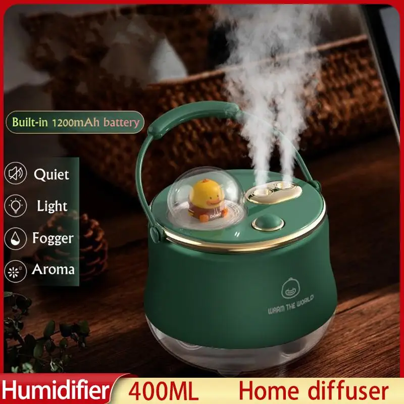 2023 Air Humidifier 400ML Dual Nozzle Wireless Portable USB Essential Oil Aroma Diffuser with LED Light for Home