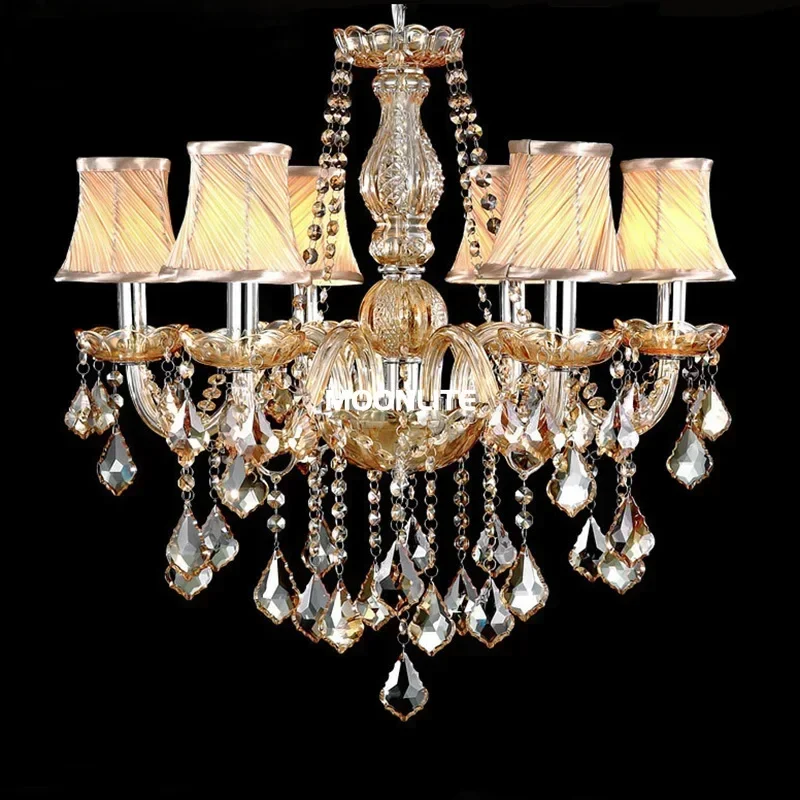 European style cognac crystal chandelier for living room dining room bedroom hotel caf é candle