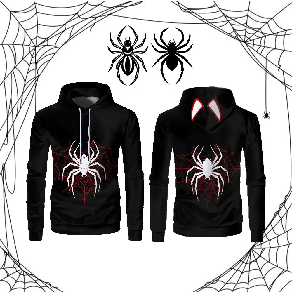 

Autumn And Winter Trendy Hip-hop Spider Print Hoodie Gothic Street Style Casual Pullover Unisex Oversized Children's Sweatshirt