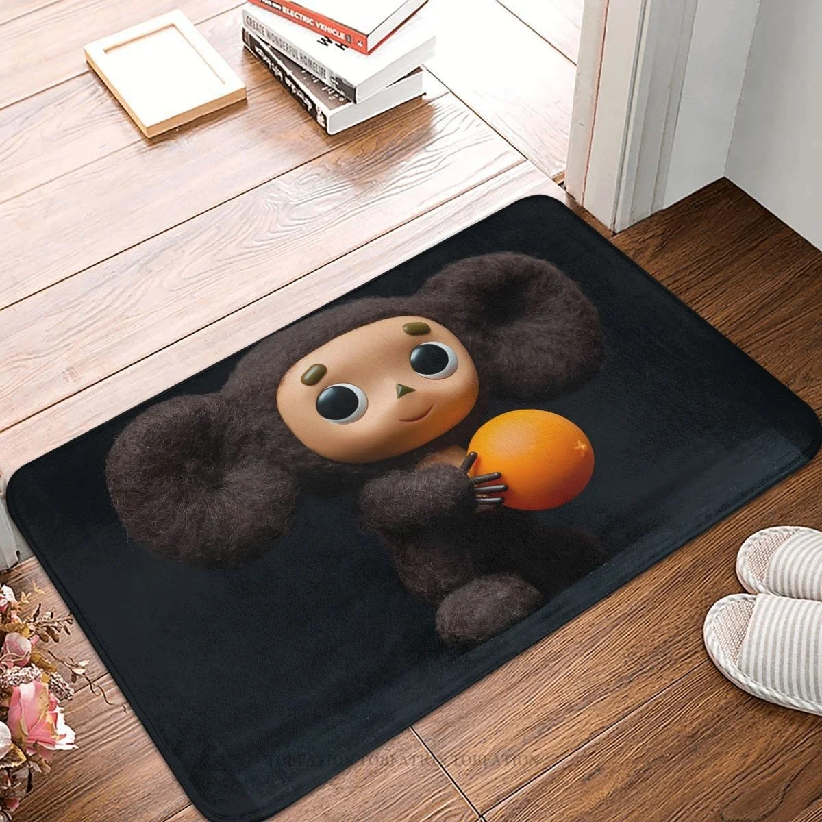 Cheburashka Soviet Russian Cartoon Anti-Slip Doormat Bath Mat Orange Hallway Carpet Welcome Rug Home Decorative