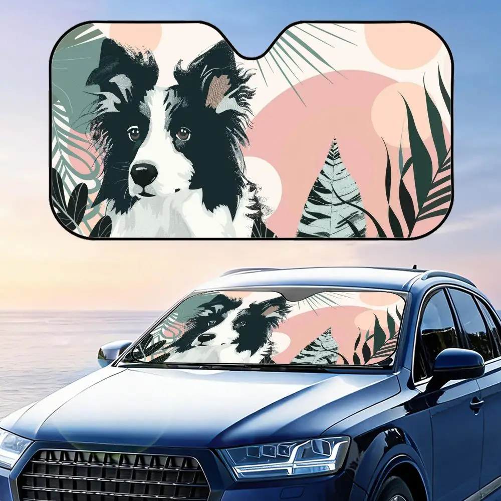 

Border Collie Sun Visor Reusable Aluminum Foil Windshield UV Protection Heat Insulation Cover Sun Visor Shade