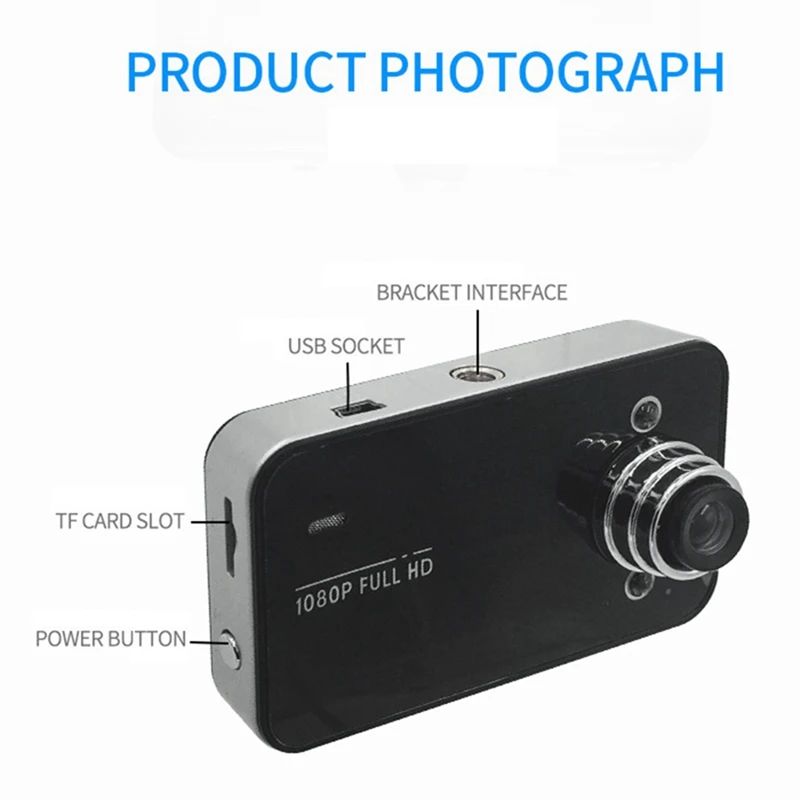 2Set 2.2 Inch DVR Dash Camera Full 1080P Loop Recording Motion Detection Drive Recorder Wide Angle Night Vision Dashcam