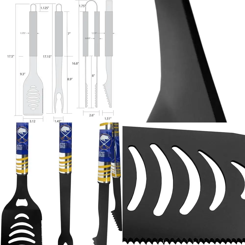 

Buffalo Sabres 3-Piece Tailgating BBQ Kit in Black, Universal Size