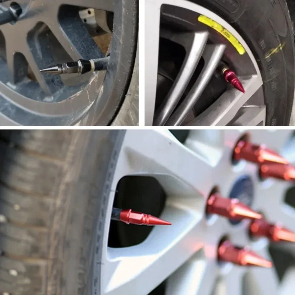 4Pcs Bullet Valve Caps Car Motorcycle Wheel Tire Valve Caps Dustproof Cover 45mm Spiked Valve Caps Auto Exterior Accessories