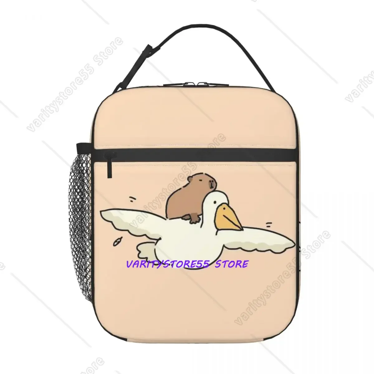 

Термосумка для обедов с принтом капибары и утки, изолированная, для женщин и детей, для школы, портативная сумка-тоут для еды
