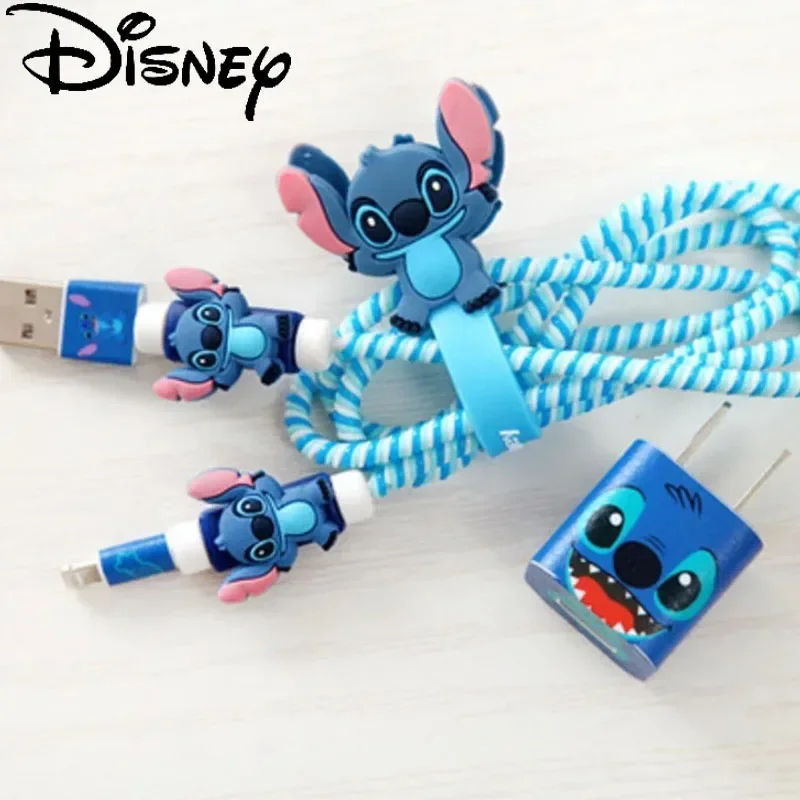 

Disney Cartoon Stitch Data Cable Protective Cover Mickey Kawaii Creative Fashion Mobile Phone Charger Protective Cover