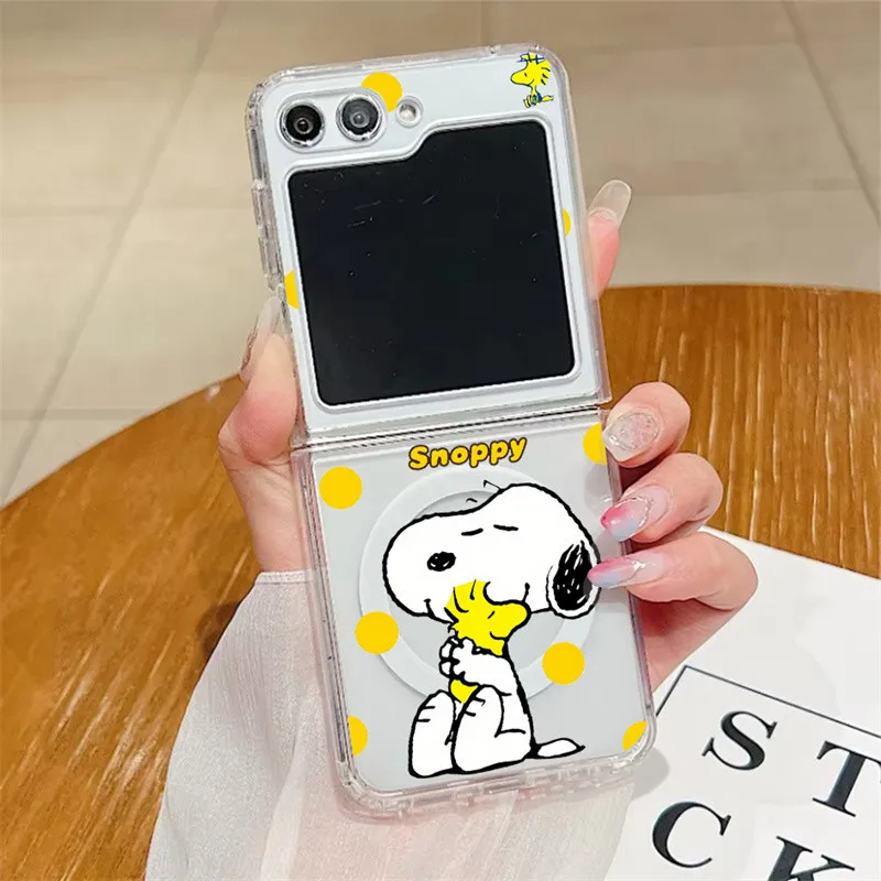 For Samsung Z Flip6 Cute Cartoon Hard Shockproof Airbags Magnetic Case For Samsung Z Flip5 4 3 Anti-Slip Full Package Cover