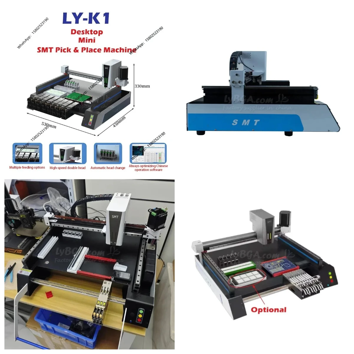 High Speed Mini Desktop SMT Machine with Triple Vision Camera System Dual Heads Nozzles for Automatic PCB Assembly Pick Place