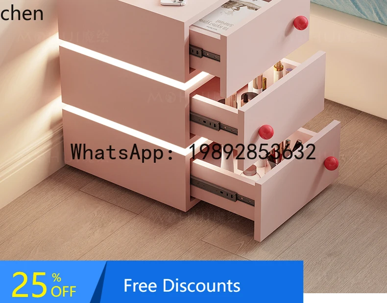 

H1 cherry blossom powder sofa side few living room home coffee table creative corner few solid wood bedside locker