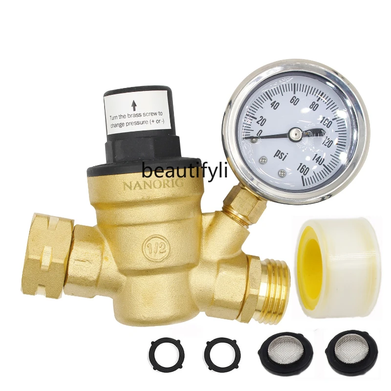 

Water pressure regulator, RV travel trailer pressure regulator, brass lead-free adjustable water pressure reduction