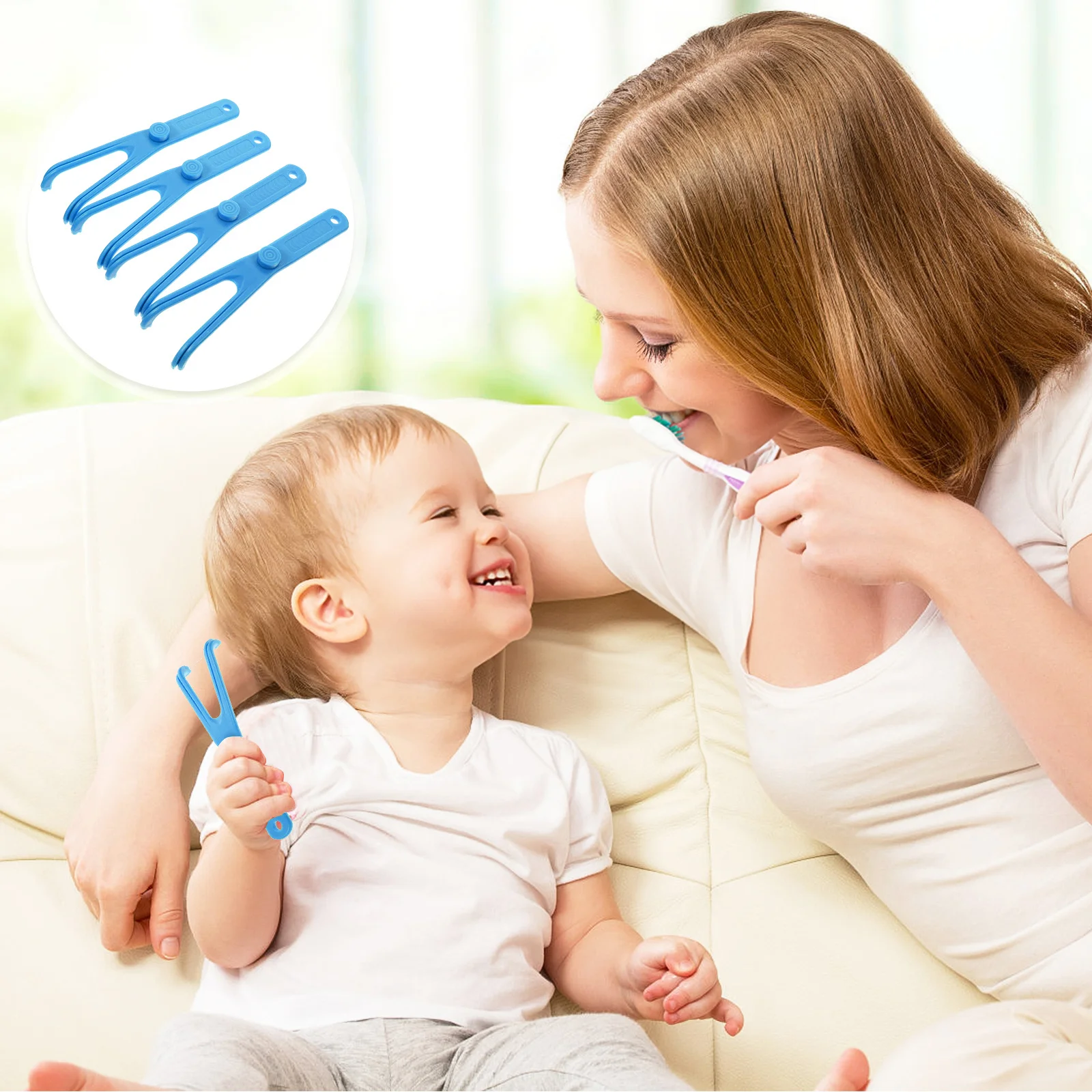 

4pcs Reusable Sticks Dental Holder Y-Shaped Handle For Teeth Cleaning Lightweight Portable Oral Care Tool Floss Picks For Teeth