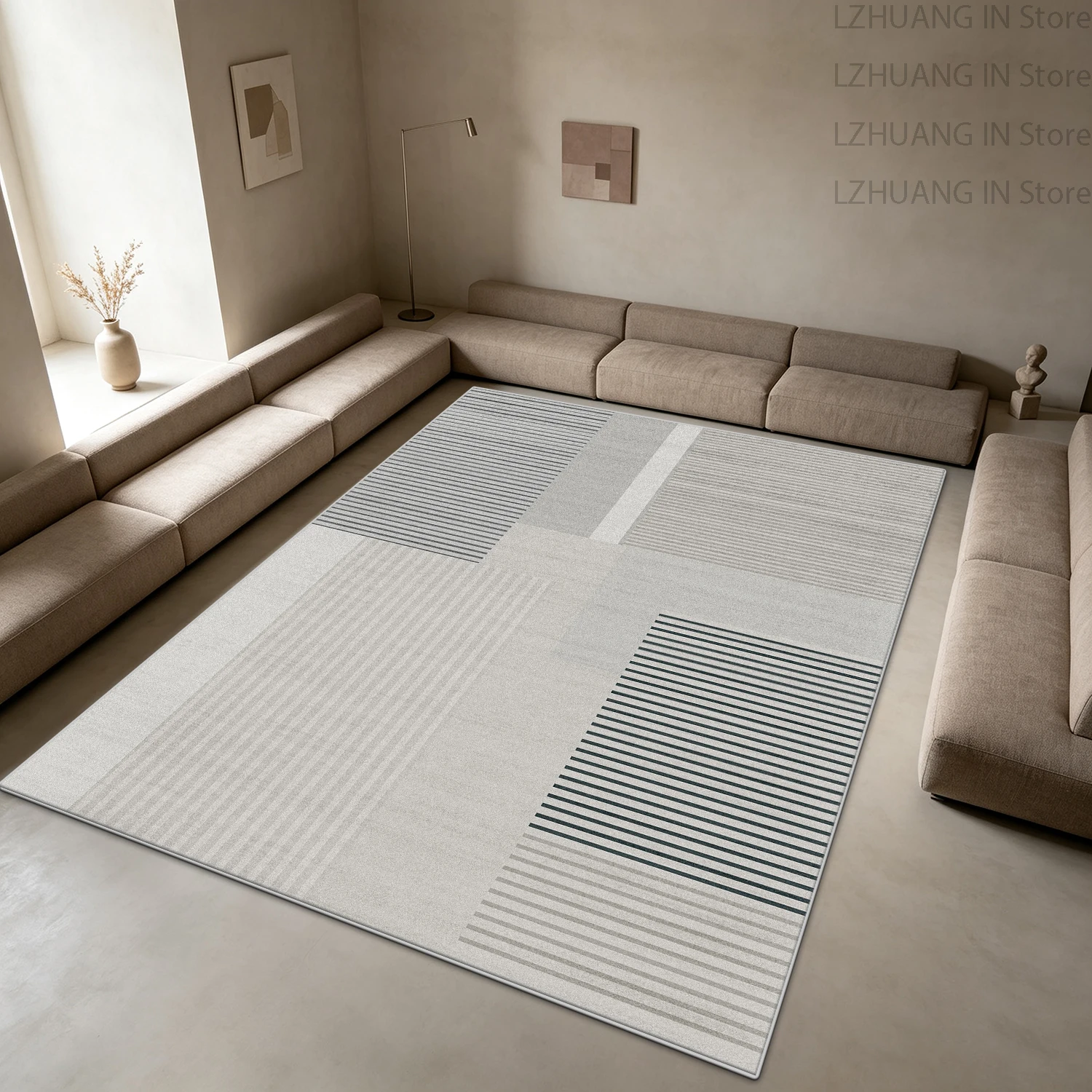 Modern Minimalism Abstract Style Geometric Large Living Room Carpet Fluffy Cloakroom Rug Washable Foldable Entrance Door Mat