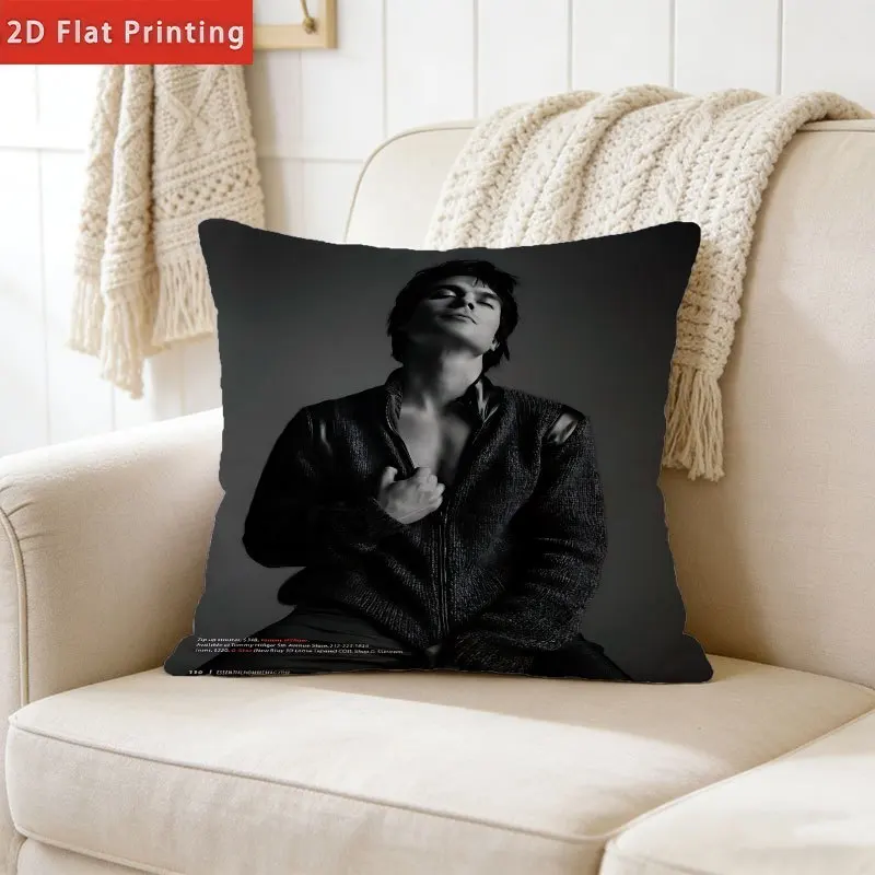 Customize Ian Somerhalder Art Photo Printed Pillowcase, 2D Double-Sided Print, 100% Polyester Fiber, Soft and Durable. Features