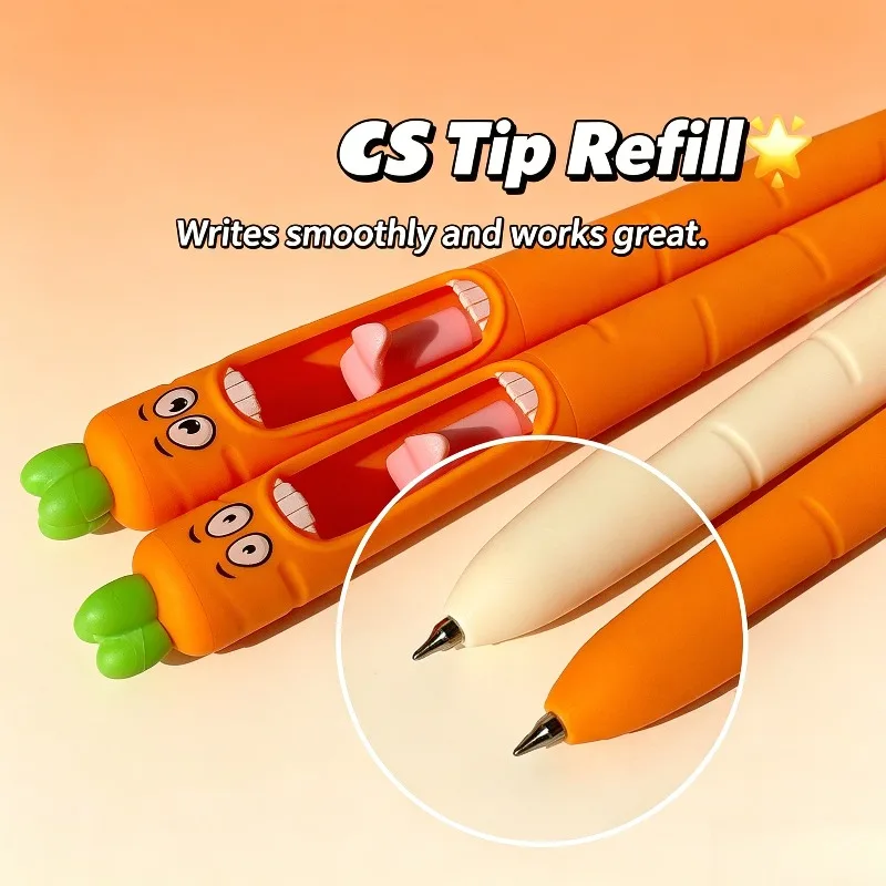 

4pcs Funny Carrot-Shaped Quick Dry Gel Pens Black Creative Stress Relief Writing Tools for Office School High Value