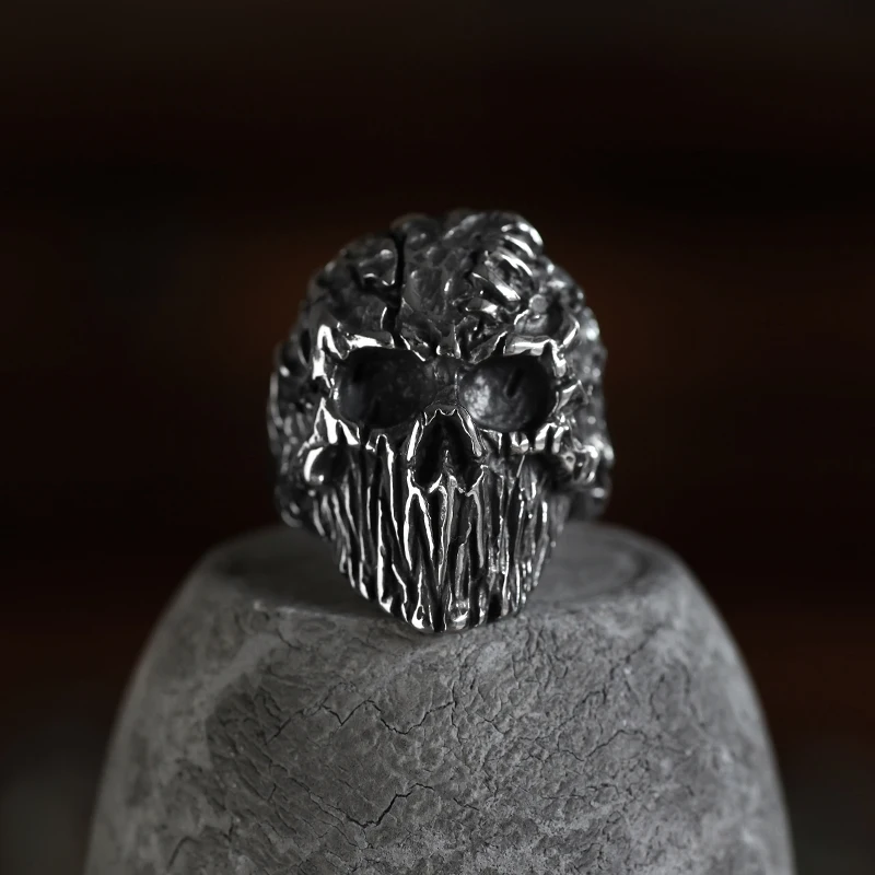 Hip-Hop Men\'s Biker Rings Head Evil Skull Ring Gothic Punk Rock Biker Jewelry Accessories Wholesale