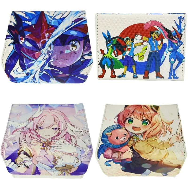 Greninja Card Case Elysia Spy Family Anya Forger Ash Ketchum Diy Leather Action Toy Figure Anime Game Collection Storage Box