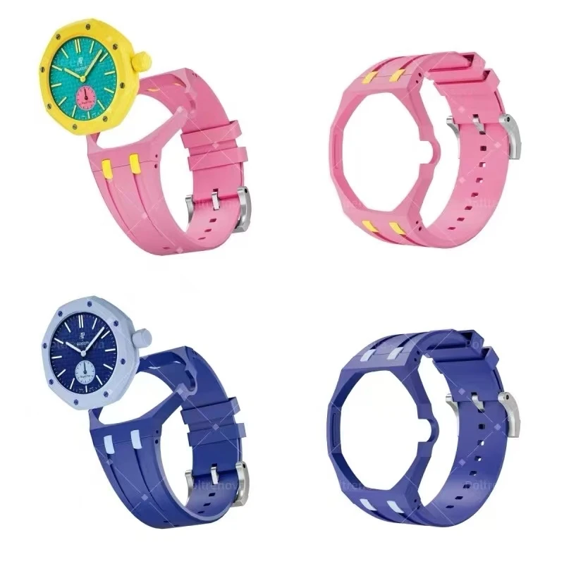 2-in-1 PC Case+Silicone Strap for Swatch X AP Royal Pop Pocket Watch Change To Wristwatch Integrated Modification Accessories