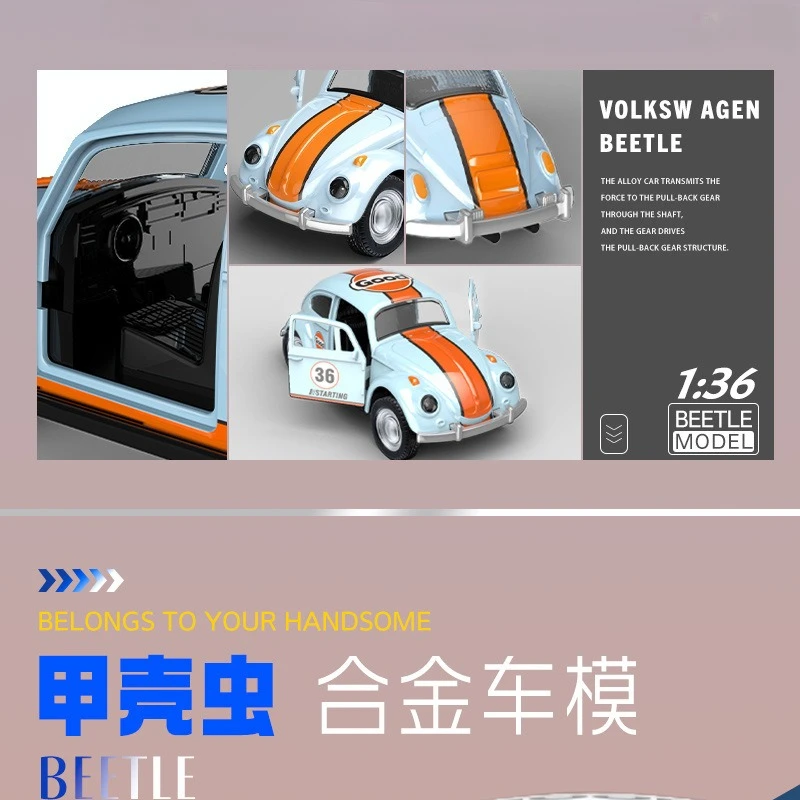 1:36 1955 classique rétro Golfe Beetle alliage retirer jouet modèle de voiture garçons modèle de voiture simulation pour enfants