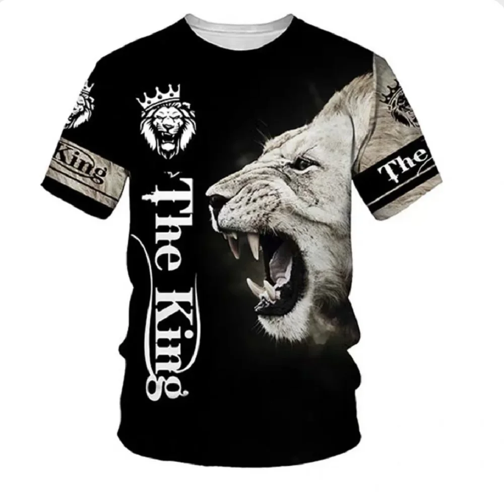 

2024 Summer new T-shirt for men Animal Lion 3D printed fashion short sleeve top micro elastic sports fitness T-shirt for men