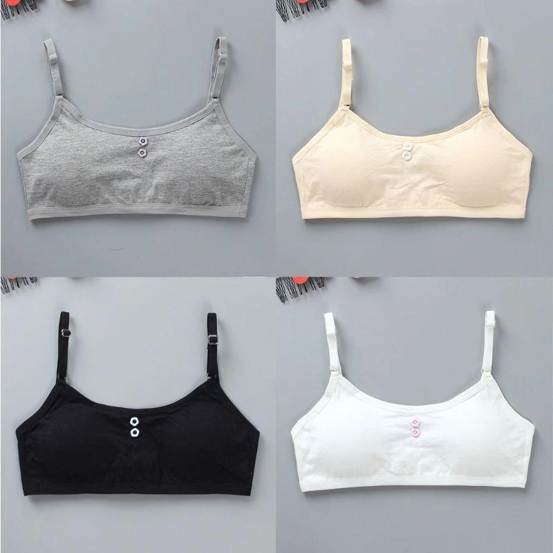 J2HD 4pcs/lot Children's Breast Care Girl Bra 6-12 Years Hipster Cotton Teens Teenage