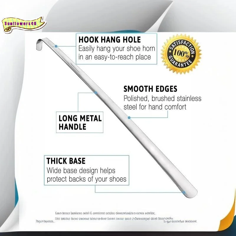 Stainless Steel Extra Long Shoe Horn 15-72cm Adjustable Slip Shoe Remover Tool No Bending for Elderly Pregnant Gifts