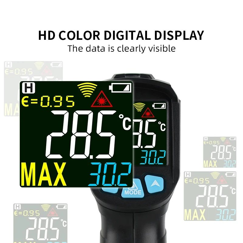 -Cyfrowy termometr na podczerwień 50 ~ 800 ° C kolorowy ekran LCD cyfrowy termometr przemysłowy ręczny bezkontaktowy miernik temperatury