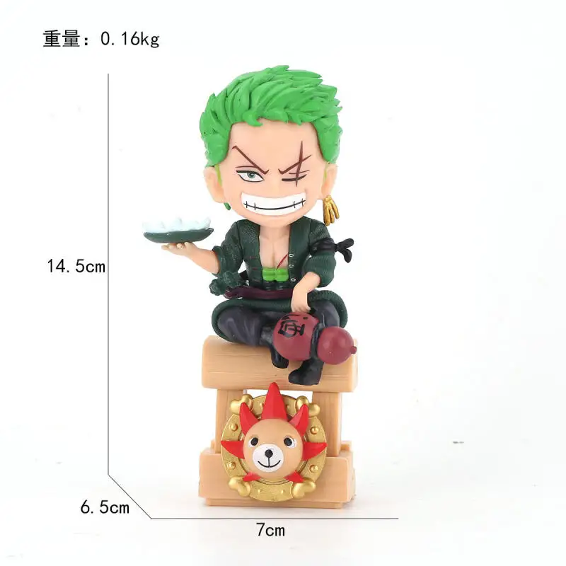 Uma peça mil ensolarado luffy zoro sanji postura sentada versão q dos desenhos animados anime brinquedos modelo boneca de mesa ornamento presentes bonitos