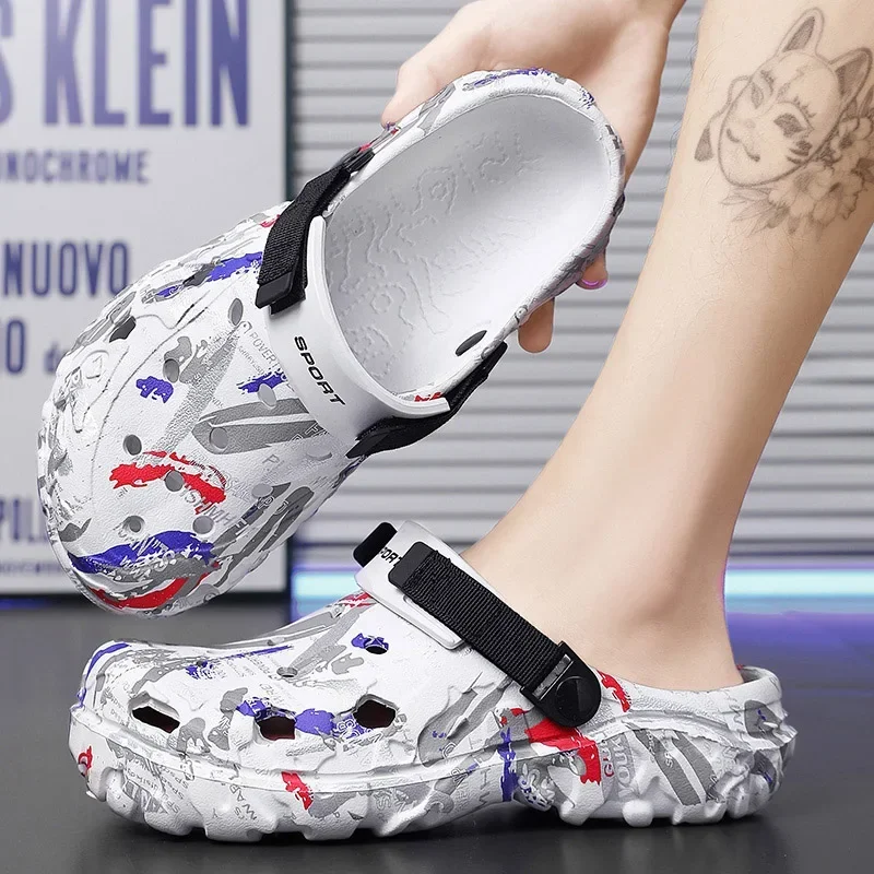 Plus Size  Summer Men Sandals Clogs Outdoor Garden Clogs Hole Shoes Male Casual Shoes Water Shoes Comfort Home Soft Slippers image 6
