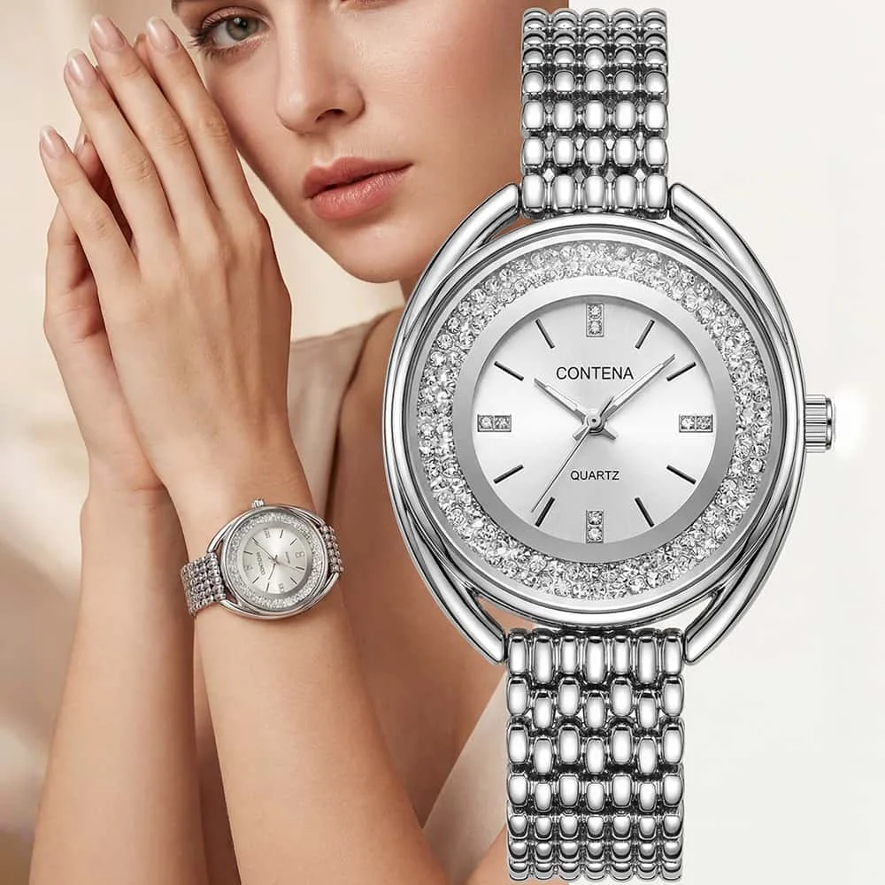 Simple Light Luxury Stainless Steel Women Watches Fashion Rhinestone Ladies Quartz Watches Temperament Clock Gift Reloj De Mujer