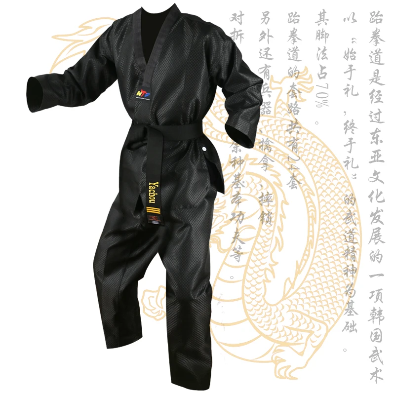 

Black Trainer Taekwondo Uniform TKD Long Sleeve Kids Clothes Dobok Adult Master Taekwondo Brance WTF ITF Suits Tae Kwon Do Sets