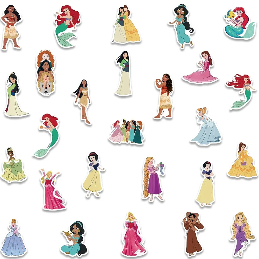 ملصقات أميرات ديزني للأطفال ، الثلج الأبيض ، أريل ، بيل ، ياسمين ، أميرة ، شارات جرافيتي ، لابتوب ، أمتعة ، ملصق لوح تزلج ، 10 * ، 30 * ، 50 *