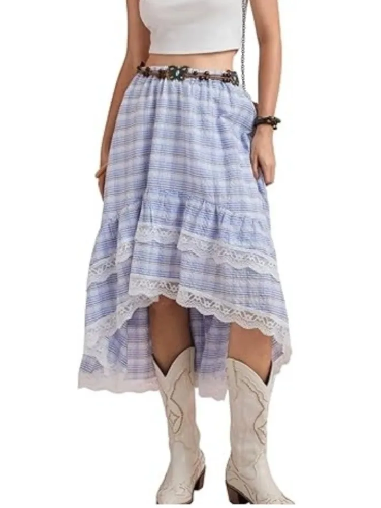 خمر منقوشة المرقعة انظر من خلال تنورة دانتيل المرأة موضة مريحة عادية غير النظامية الطبقات ألف خط التنانير الشارع الشهير جديد