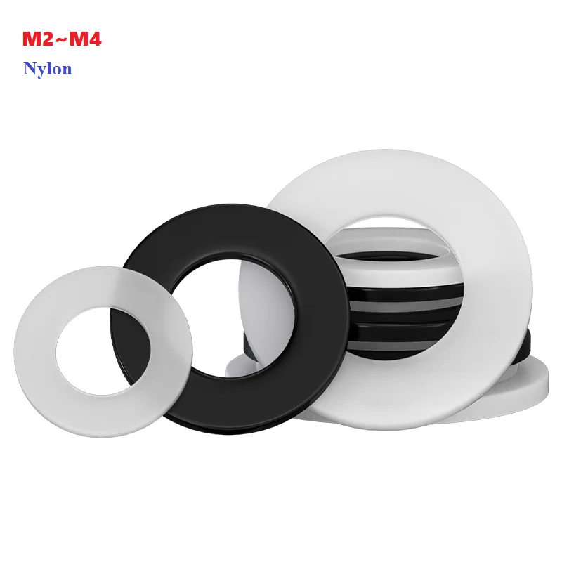 

M2 M2.5 M3 M4 Black/White Plastic Nylon Flat Washer Plane Spacer Insulation Gasket Ring For Screw