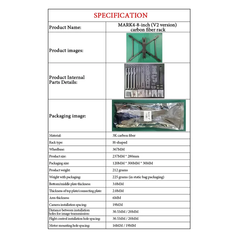 WOWFU-Drone Frame KIT High Quality For MAK4 V2 FPV Carbon Fiber Frame For RC FPV Freestyle Long Range Racing Drone Quadcopter 10