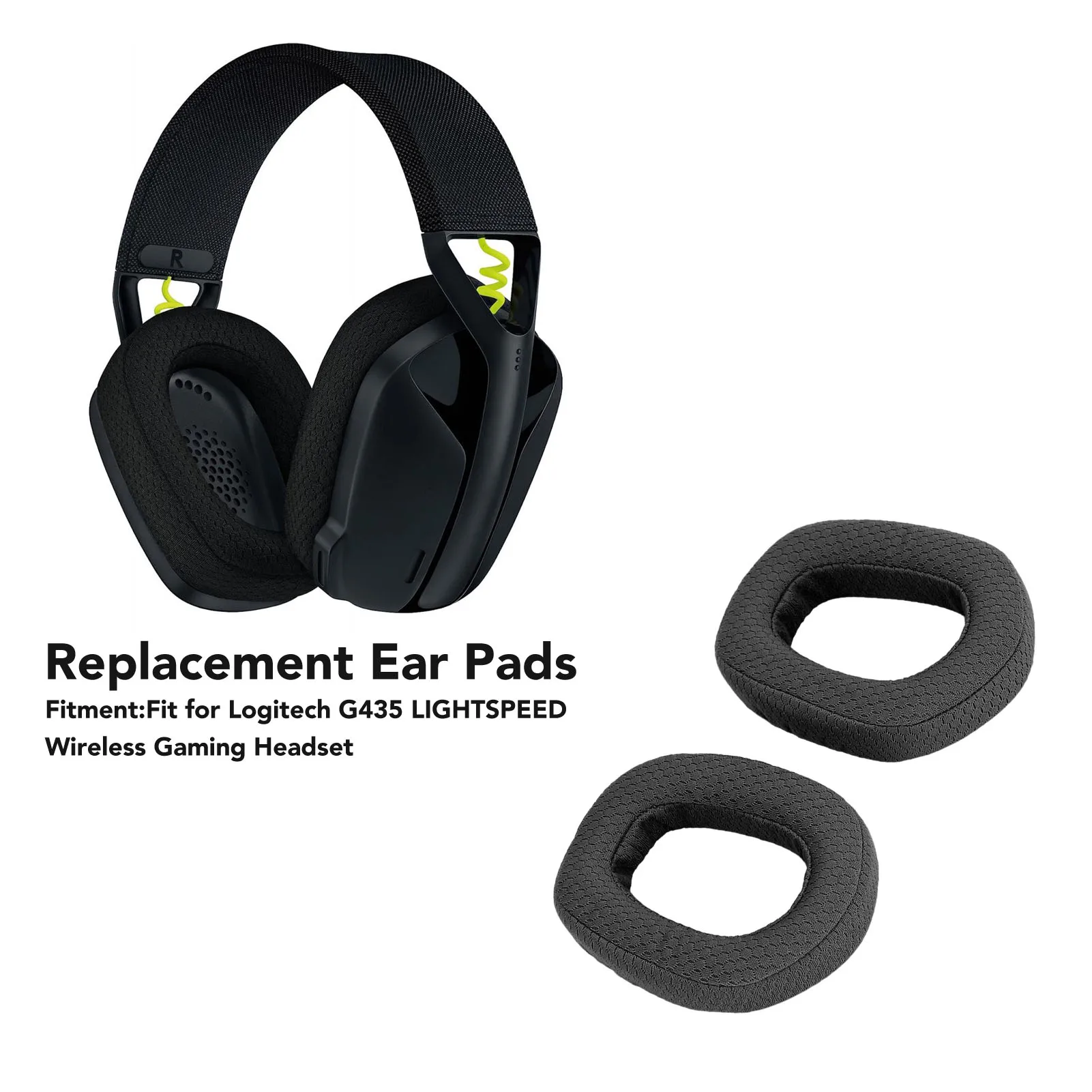 Replacement Ear Pads Professional Soft Sound Isolation Ear Cushions for Logitech G435 LIGHTSPEED Headphones Earpad Cushion