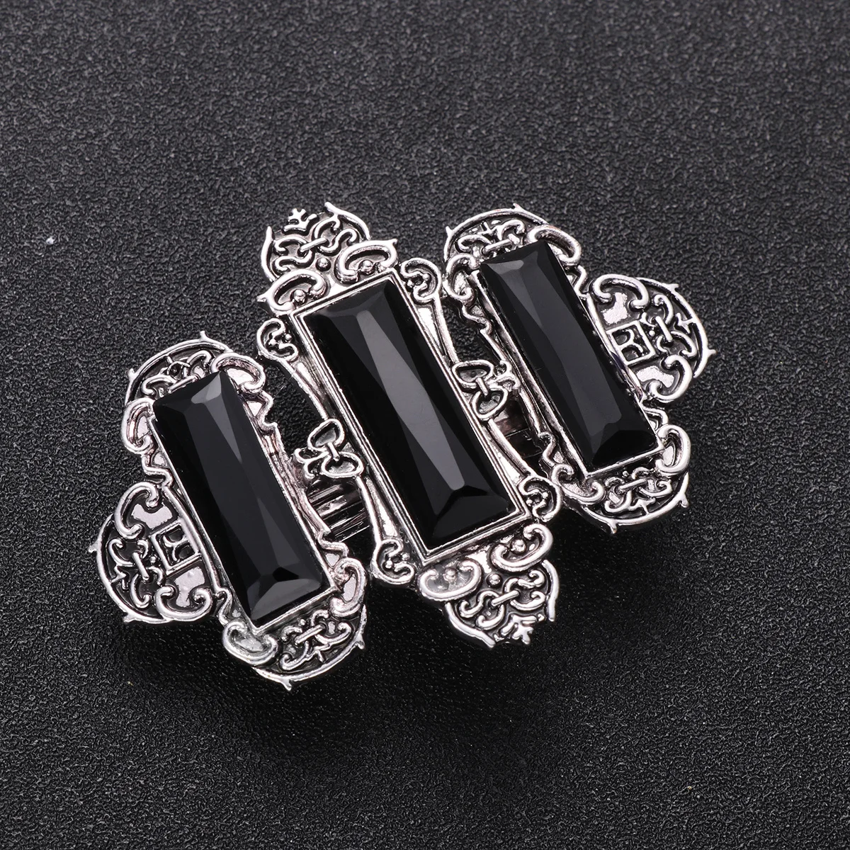 

1Pcs Diamond Encrusted Hair Clip Antiquing Alloy Ponytail Clips Stylish Hair Decoration Daily Party Silver Black