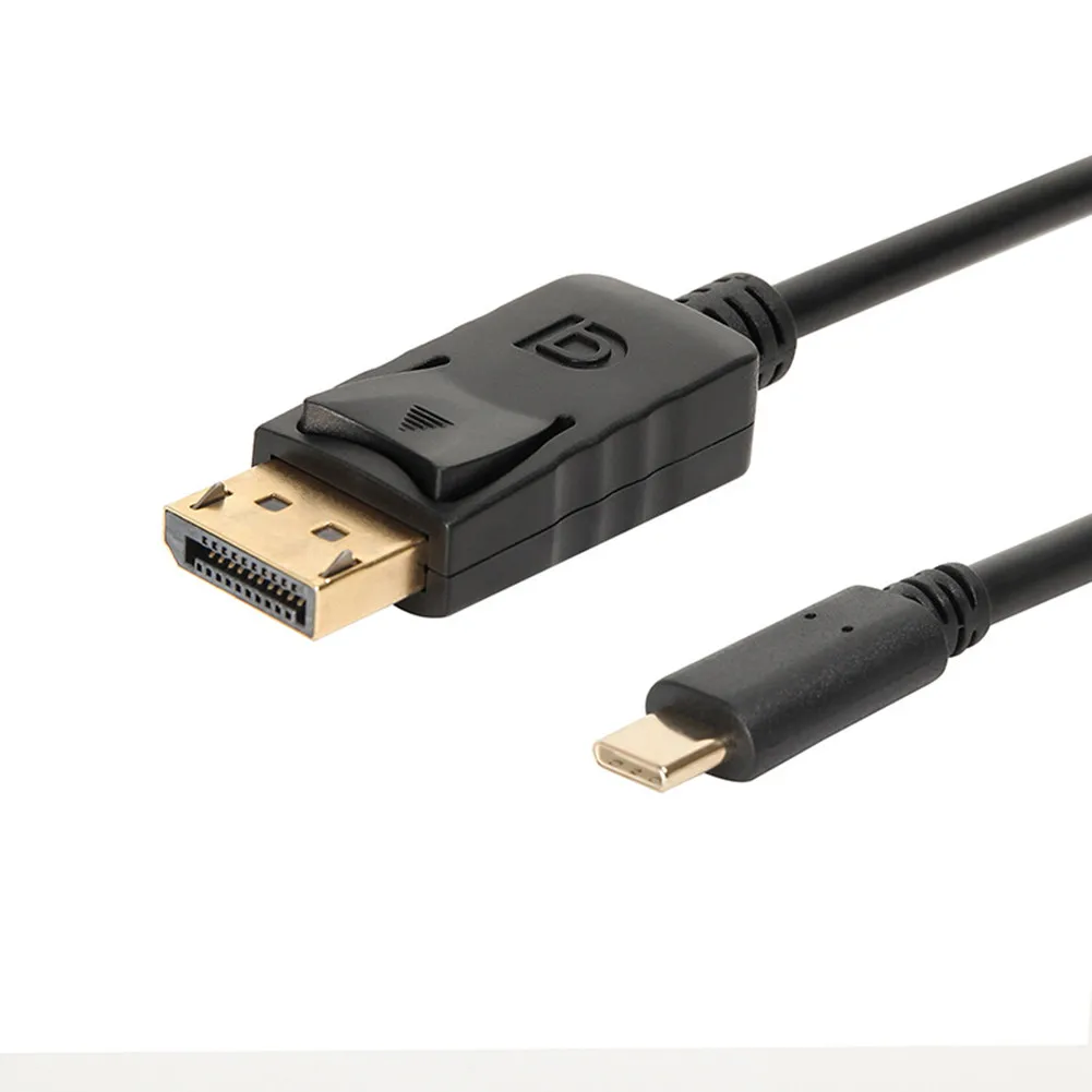 1Pc Portable USB-C to DisplayPort Cable 6FT/1.8M Black Solid High Quality 4K 60Hz Type-C Convert Standard DP For PC/TV