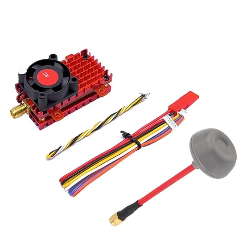 

T24C 5.8G 48CH 2W FPV VTX+FPV антенна, аудио-видео передатчик 2000 мВт со встроенным микрофоном для FPV дронов дальнего радиуса действия