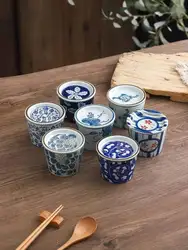 Vintage Ceramic Steamed Egg Cup With Lid Breakfast Steamed Egg Soup Water Separation Stew Cup Dessert Snack Bowl