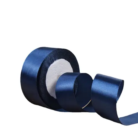 22 meter/rulle marinblått polyester satinband jul bröllopsfest baldekoration tårtband gör-det-själv håraccessoarer rosett 10 best sales marinblått band - №1
