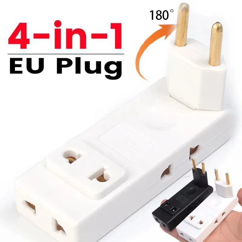 4 In 1 EU Plug Electrical Socket Wall Adapter 180° Rotatable Electrical Plug Adapter For Home Office Travel Socket Power Adapter