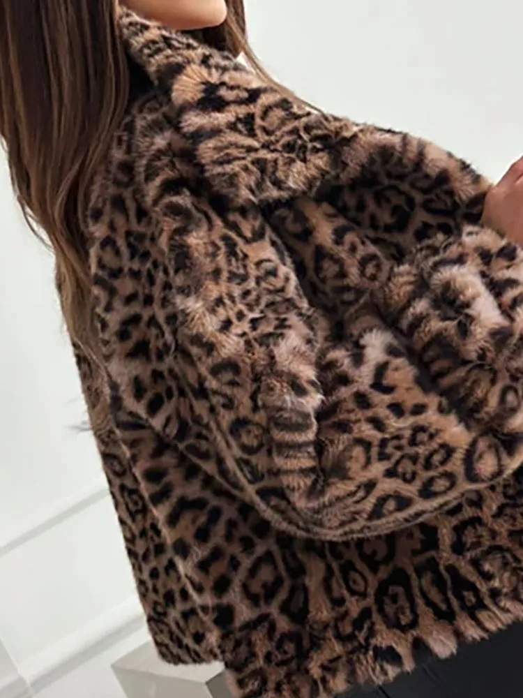 Autumn Elegant Furry Lapel Soft Short Outercoat Winter Casual Long Sleeve Loose Jackets 2025 Fashion