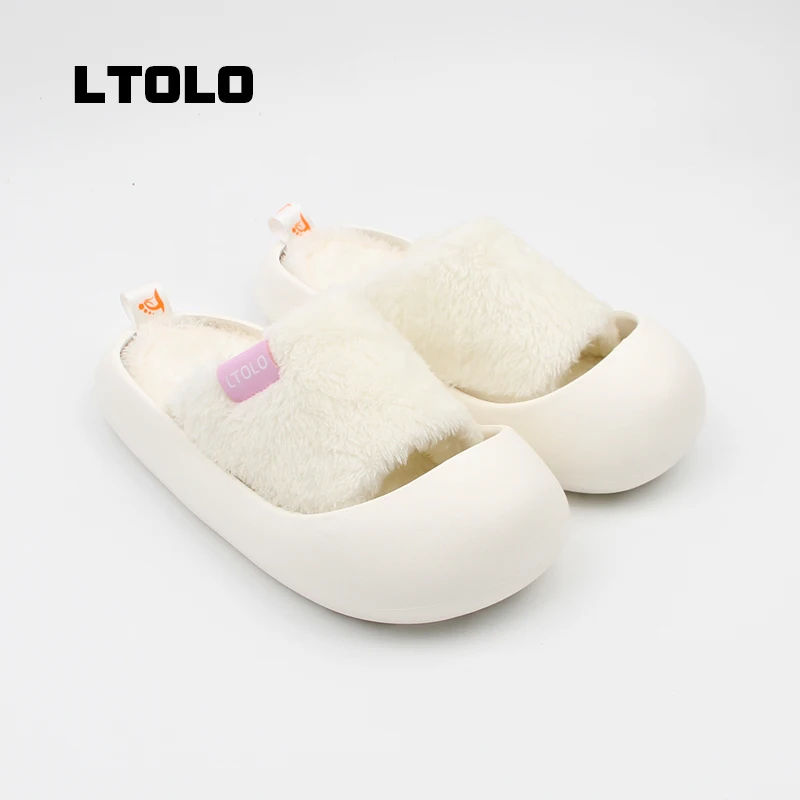 2023 High Heels Warm Removable Fur Clogs Platform Shoes for Women Men Winter Footwear Slip on Ladies Sabot Sandals 36-45