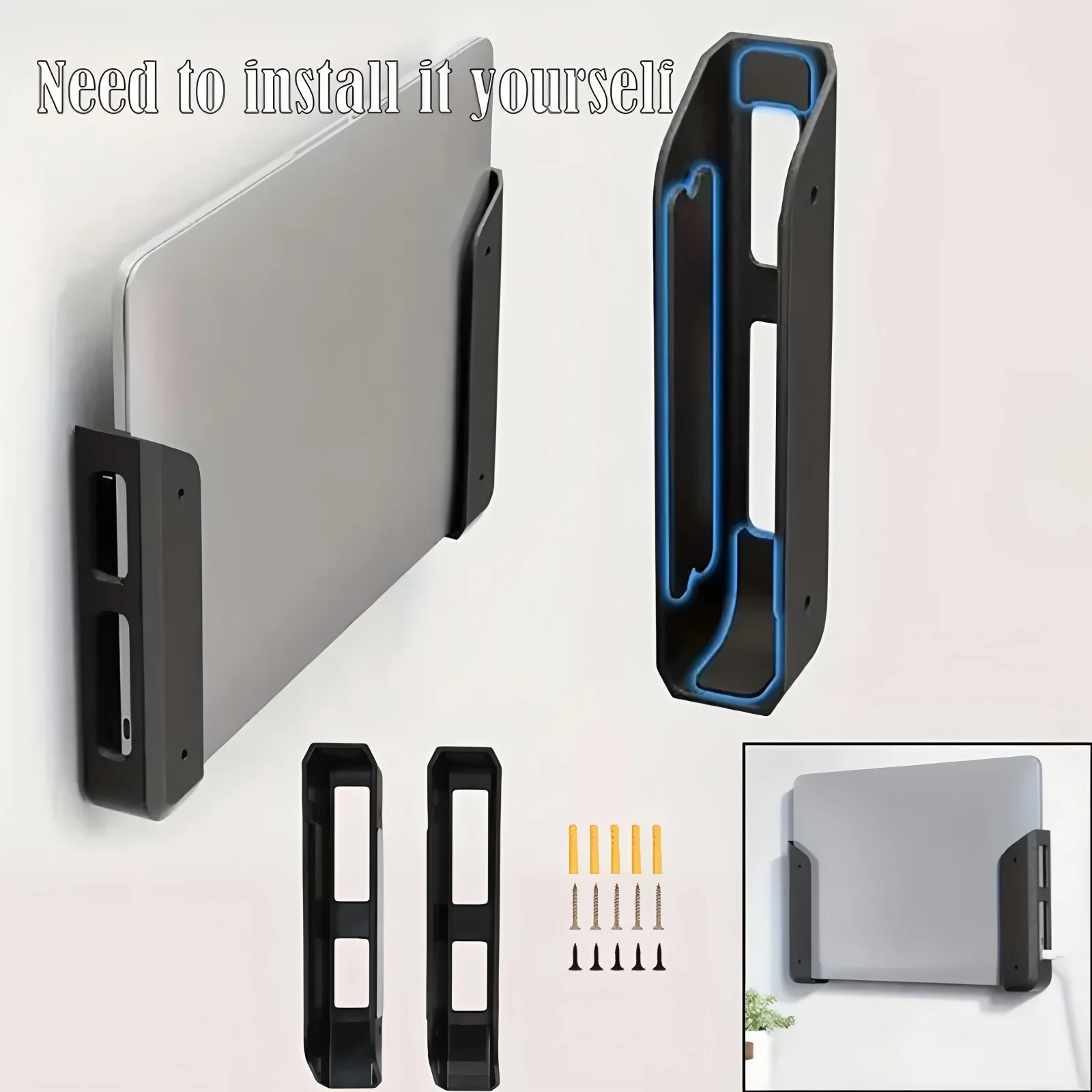 Universal Laptop Wall Mount Under Desk Holder Stand for MacBook Pro Air Keyboard Anti-Scratch Laptop Tablet Stands 10-17inch