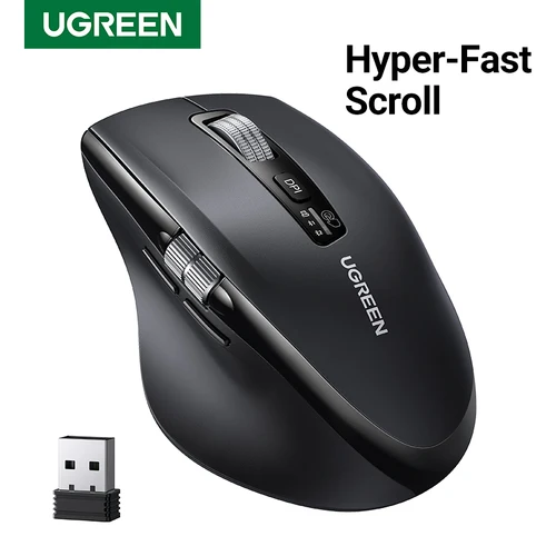 UGREEN-ratón inalámbrico Hyper-Fast Scroll, dispositivo ergonómico con Bluetooth 5,4, 2,4G, 5000DPI, para MacBook, tabletas, ordenadores portátiles, PC