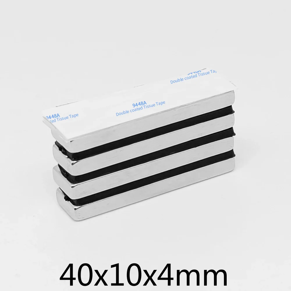 2/5/10/15/20/50PCS 40x10x4mm Block Search Magnet With 3M Tape 40*10*4 Powerful Strong Magnets 40x10x4 Quadrate Neodymium Magnets