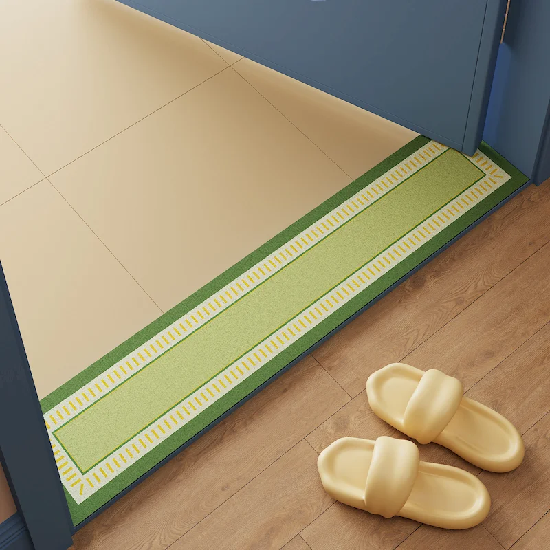 VIKAMA Geometric Edging Light Colored Carpet Quick Drying Floor Mat Bedroom Living Room Entrance Threshold Mat Home Decoration