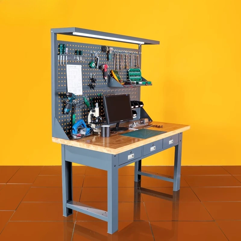 

Multifunctional heavy-duty solid wood machining tool table, model making repair table, with pumping table