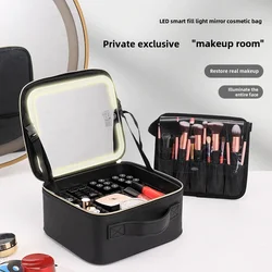 New Cosmetic Bag with Heightening, with Light and Mirror, Rechargeable Portable Suitcase, Large-capacity Cosmetic Case Cosmet...