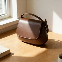 HIFASHION Classic Genuine Leather Saddle Bags Women Luxury Handbags Ladies Shoulder Crossbody Bags Designer Purse For Work Party